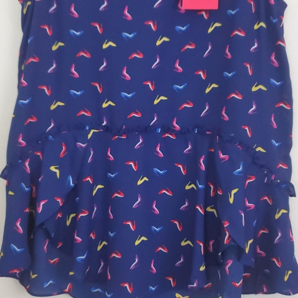NWT Sunny Leigh Navy High Heels Print Sleeveless Top M - Picture 3 of 13